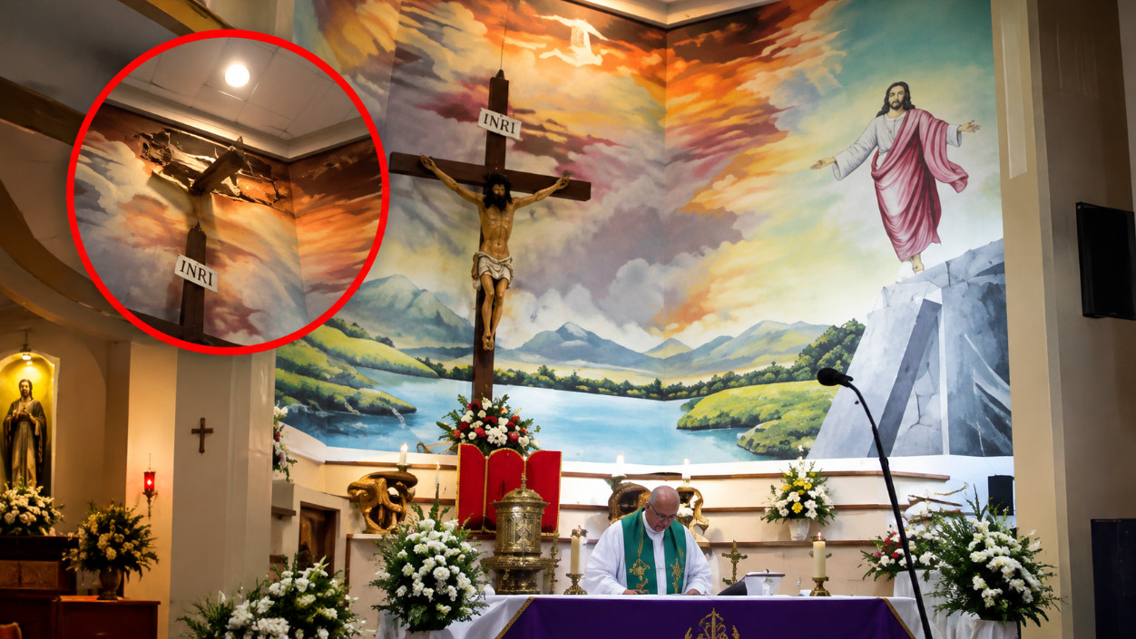 VIDEO: Sacerdote muere tras caerle una enorme cruz mientras celebraba misa en Ecuador
