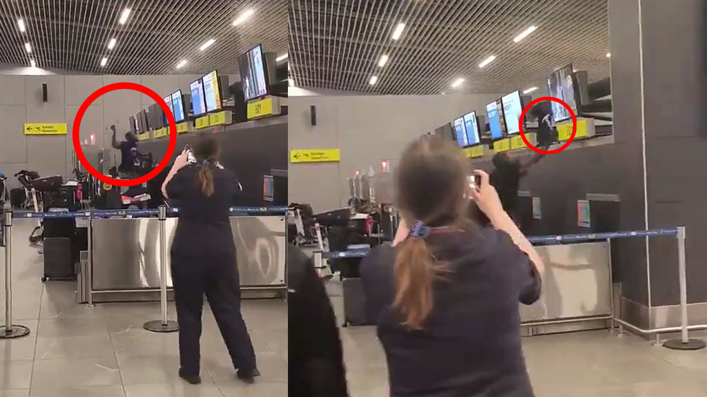 Video: Pasajero es arrestado tras destruir equipo de American Airlines al descubrir estafa de boleto falso en aeropuerto de Chile
