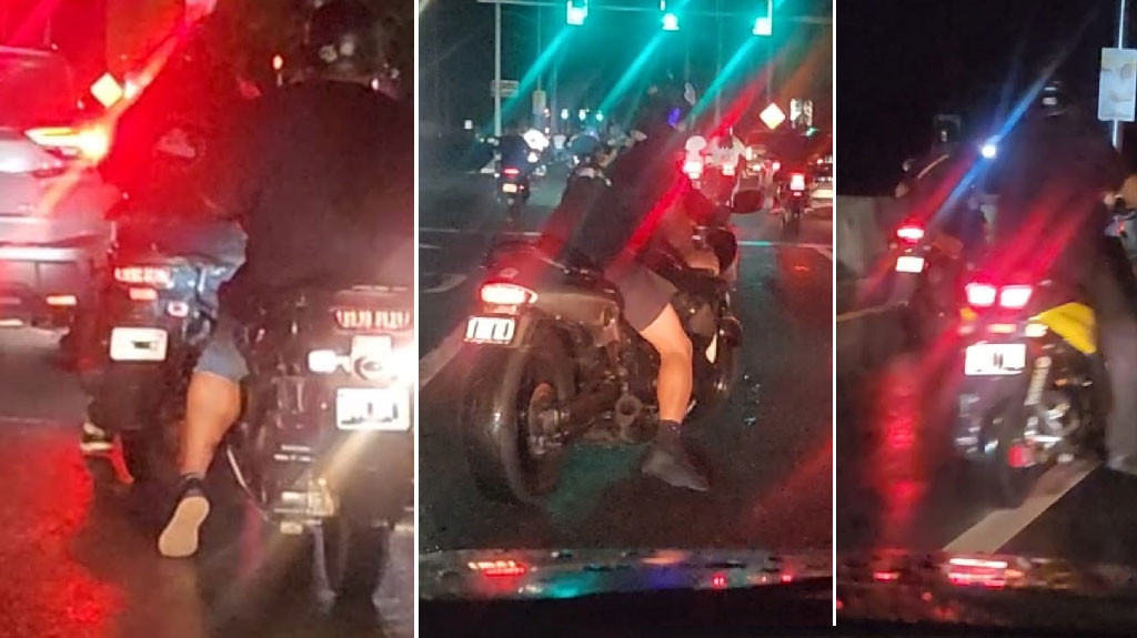 Video: Le tapan las tablillas con “Tape negro” a motoras en corrida por la Piñero