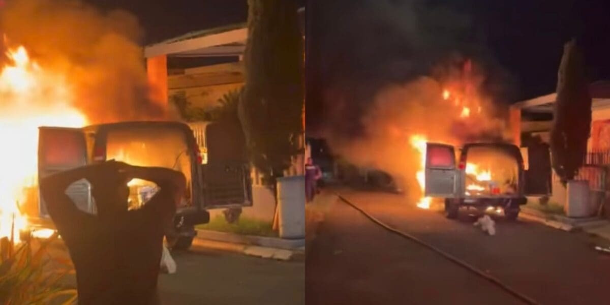 VIDEO: Pierde su vehículo de trabajo tras devastador incendio en Carolina