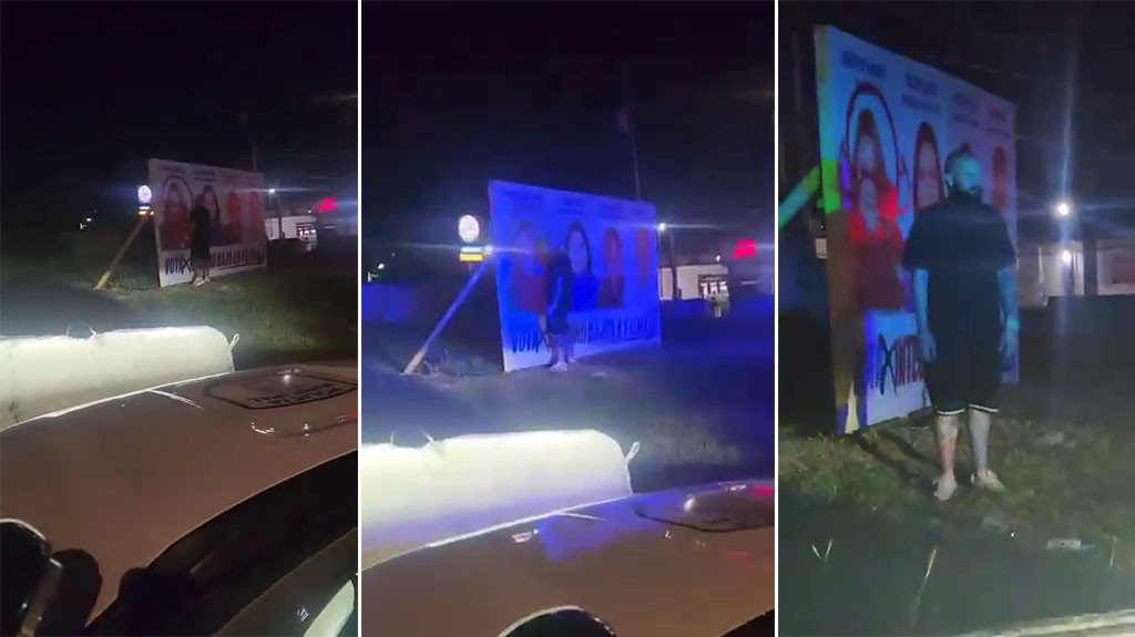 Video: Lo “pillaron” vandalizando la propaganda de Jenniffer González en Toa Baja
