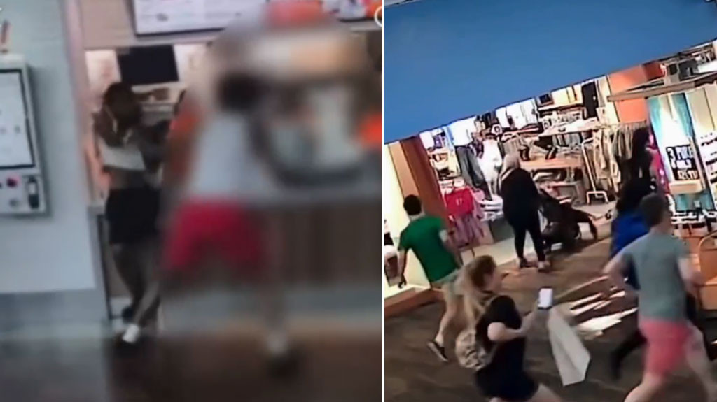 Video: Le estaban dando una pela en un centro comercial, Sacco una pistola y se lo quitó de encima
