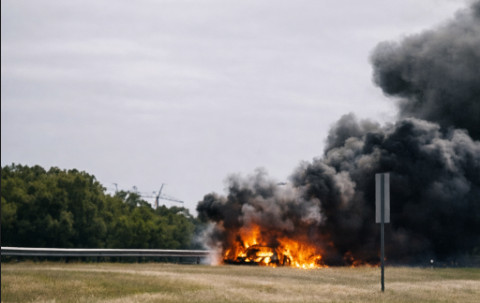 Video: Vehículo en llamas en la PR-52 entre Salinas y Cayey