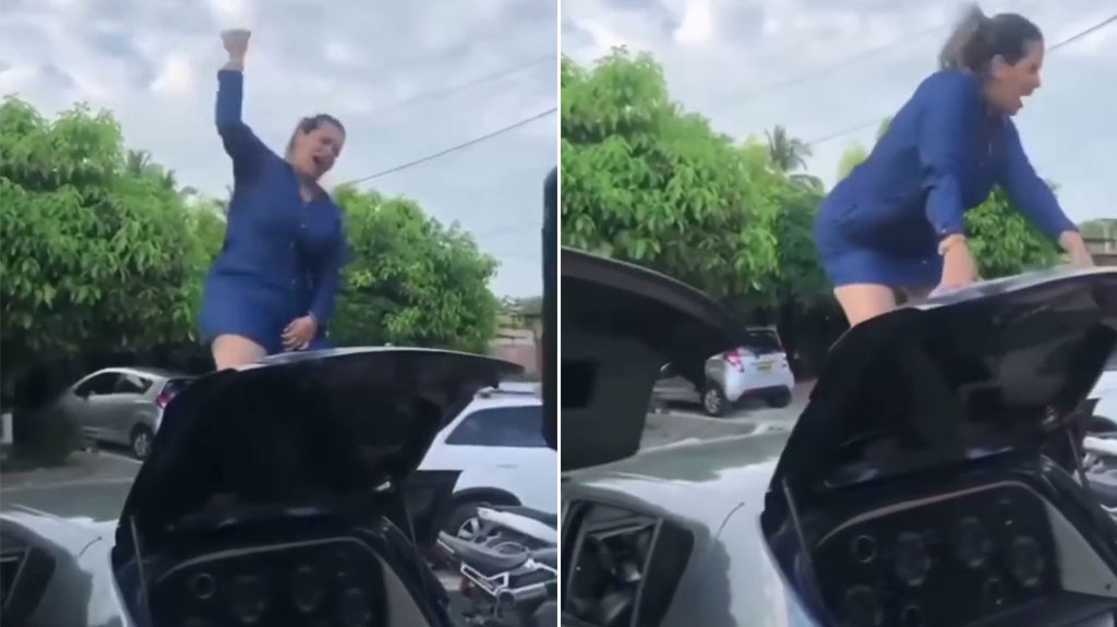 Video: Estaba lucia bailando en la capota de un carro y adivinen que paso