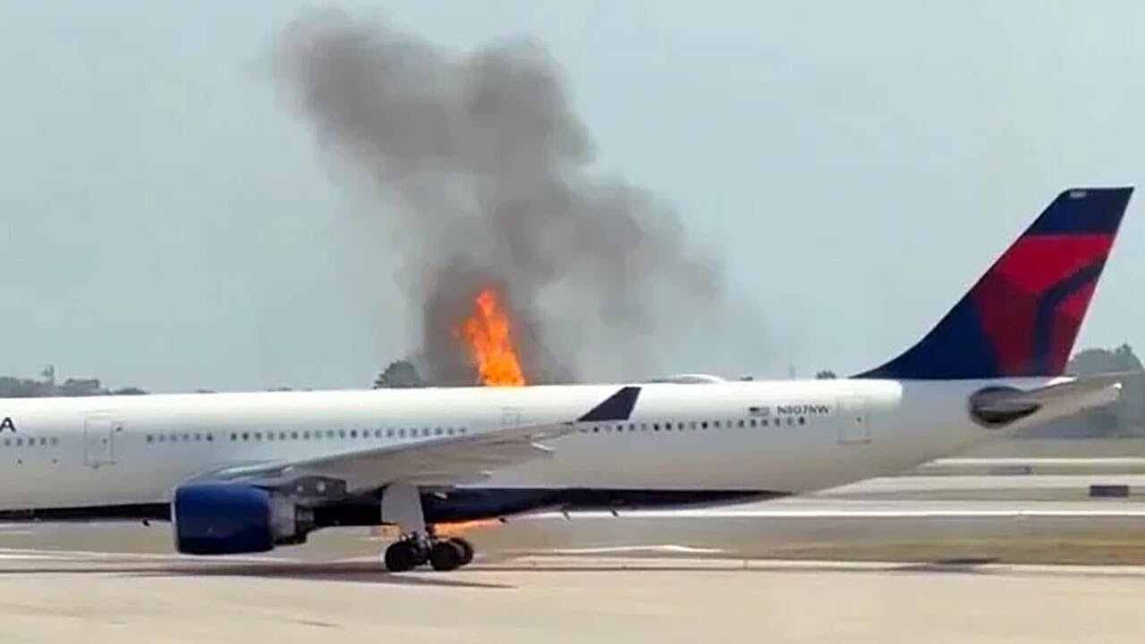 Video: Avión de Delta se prende en fuego antes de despegar de Orlando Florida