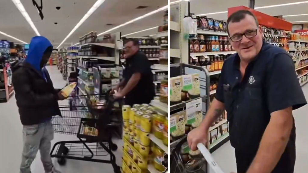 Video: YouTubers le quitan artículos de su compra a un hombre en un supermercado, pero pensaron que se quedaría con las manos cruzadas, miren lo que hizo