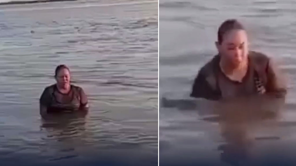 Video: Mujer que nadaba en un río confunde a un caimán con un tronco, Miren lo que pasó