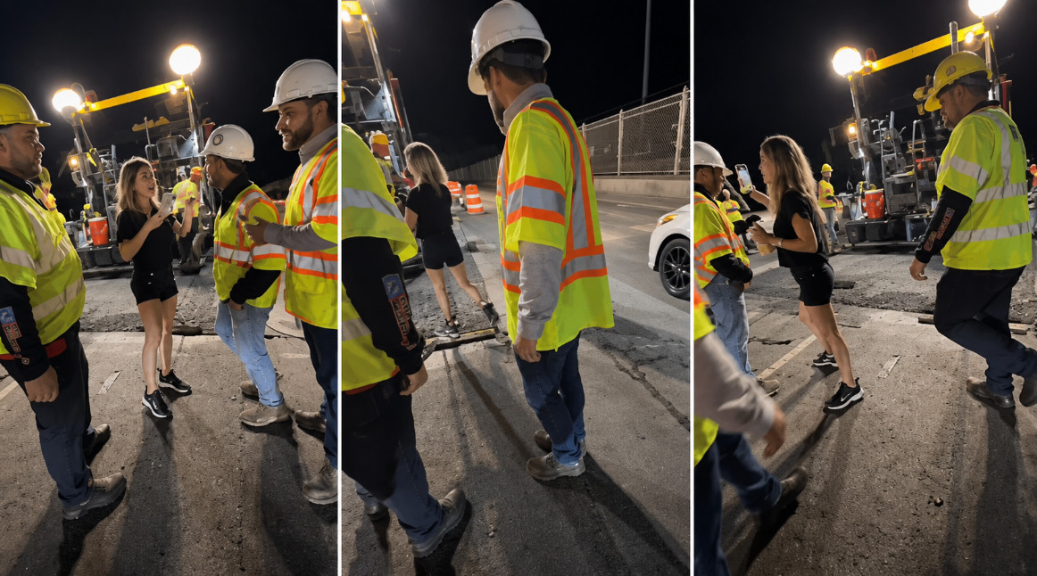 Video: Una Yal Boricua crea tremendo tapón molesta con empleados que arreglaban carretera de noche