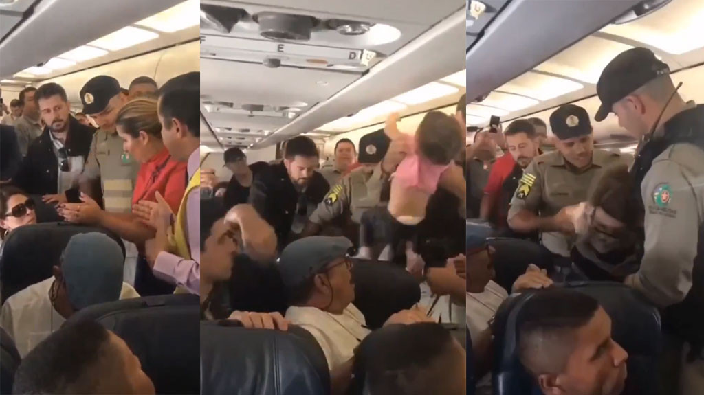Video: Madre con niña en brazos es bajada de un avión tras agrede a azafata por molestarse por unos pasajeros que estaban cantando