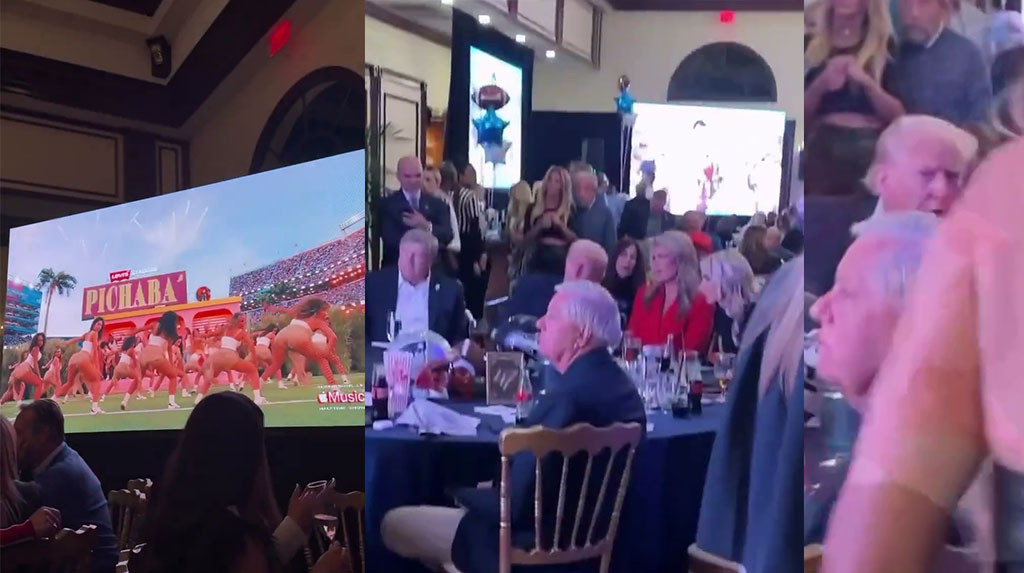 Video: Filtran video de Trump observando el halftime de Bad Bunny en club donde se celebraba el Trump Super Bowl party