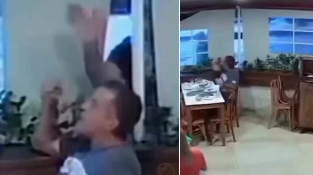 Video: Le dieron una bofetada "de gratis" mientras se tomaba una cerveza, pero el contraataque no tardó en llegar