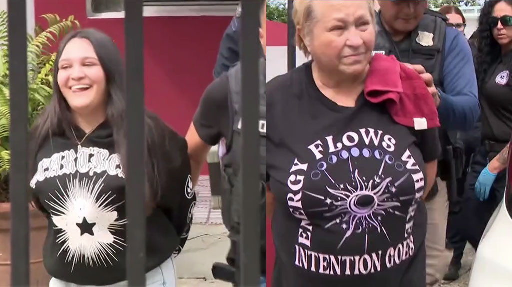 Video: Mujer sale riéndose luego de ser arrestada con armas junto a toda su familia en Manati