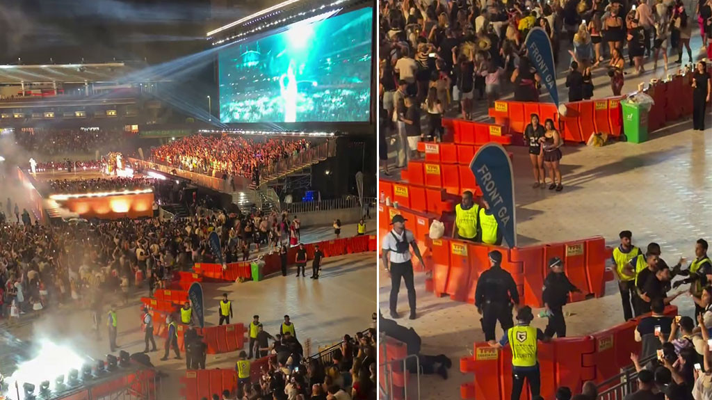 Video: Le dan en la cara a un guardia de seguridad en el concierto de Bad Bunny en Sydney, Australia