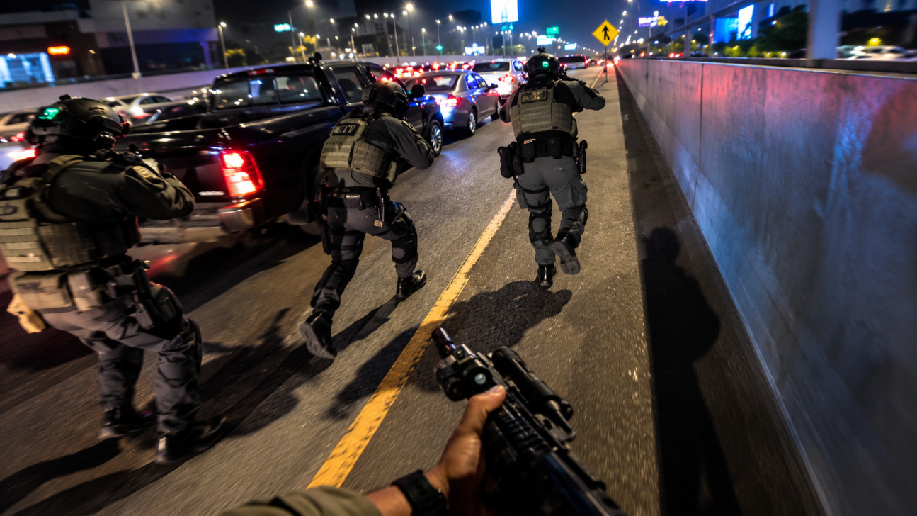 Video: Estilo película "Sicario" policías se enfrentan con maleantes en plena carretera en Peru