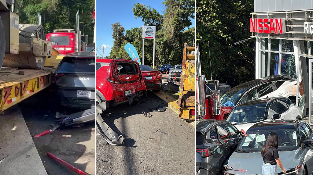 Video: Camión se estrella contra un dealer de autos en Barranquitas