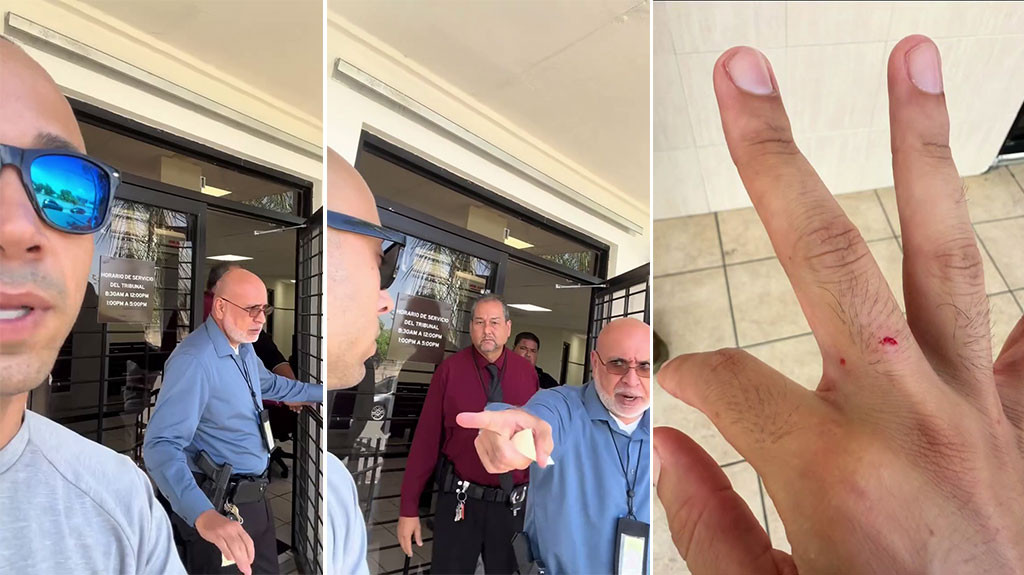 Video: Llegó a grabar al tribunal de Hatillo y alega que un empleado le rompió una uña