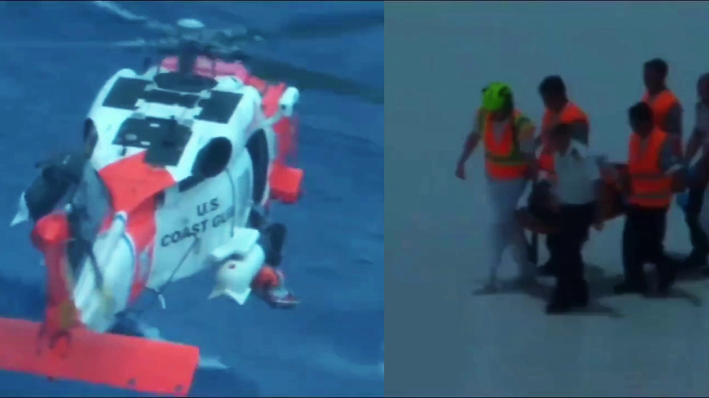 Video del momento en que traslada a una mujer desde un crucero al centro médico de San Juan
