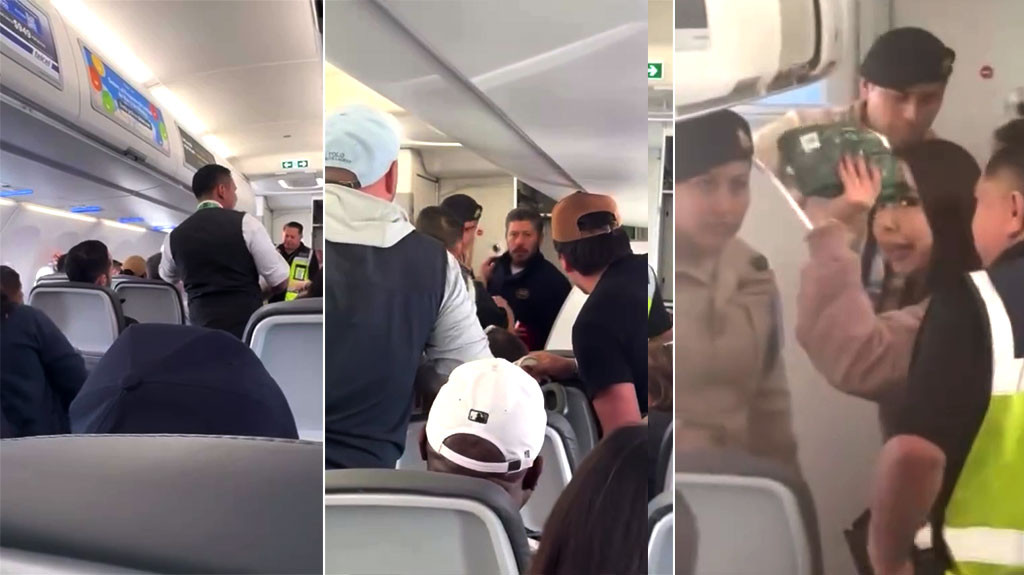 Video: Pareja retrasa vuelo a Cancún por más de 40 minutos tras agredir a tripulación y pasajeros por conflicto con su perro