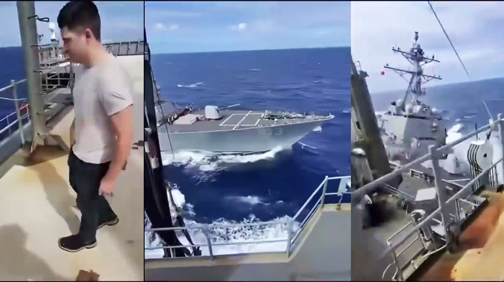 Video: Nuevo video capta el choque entre barco de apoyo de la Marina de EE.UU. y un destructor en el Caribe