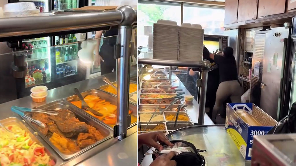Video:Fue a comprar el almuerzo y lo que encontró fue un "Royal Rumble"