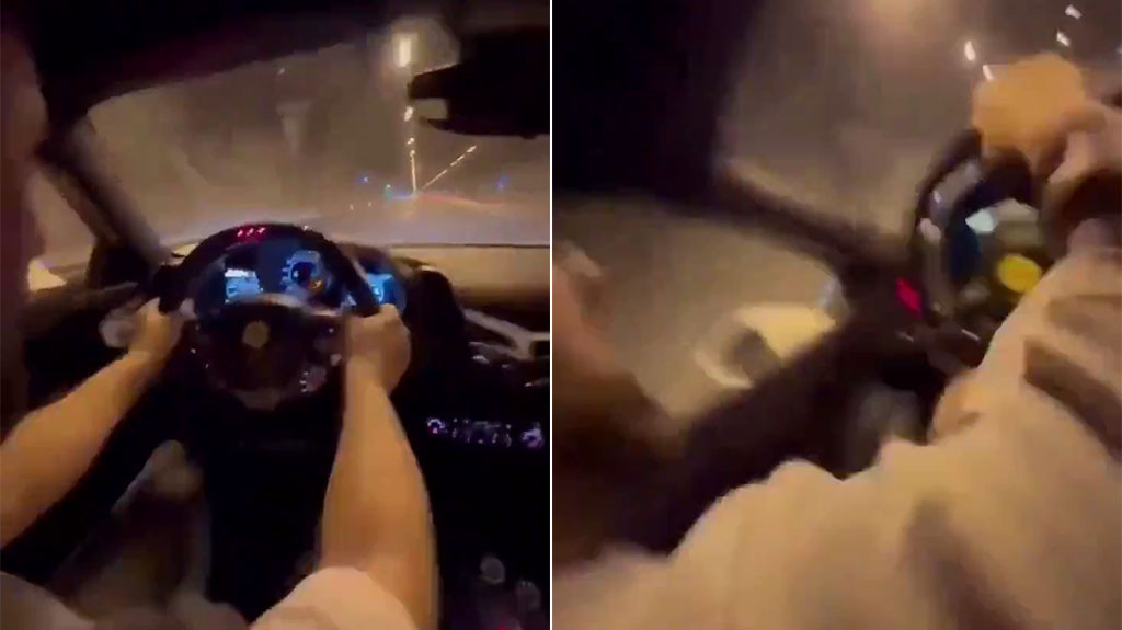 Video: Conducía su Ferrari a máxima velocidad cuando de repente se le explota una goma, miren como quedo el carro