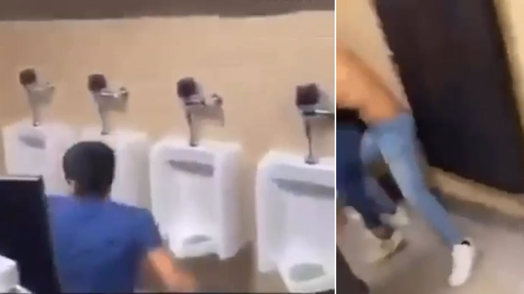 Video: El solo quería usar el baño y sus amigos solo querían pelear