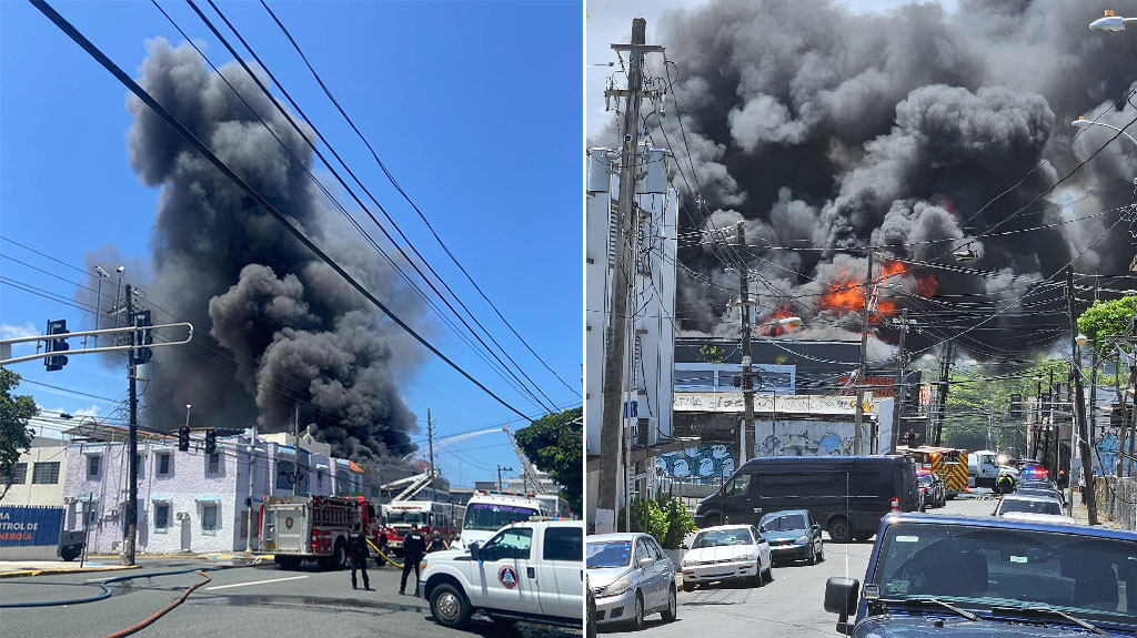 Video: Se prende en fuego fábrica de alfombras en Santurce