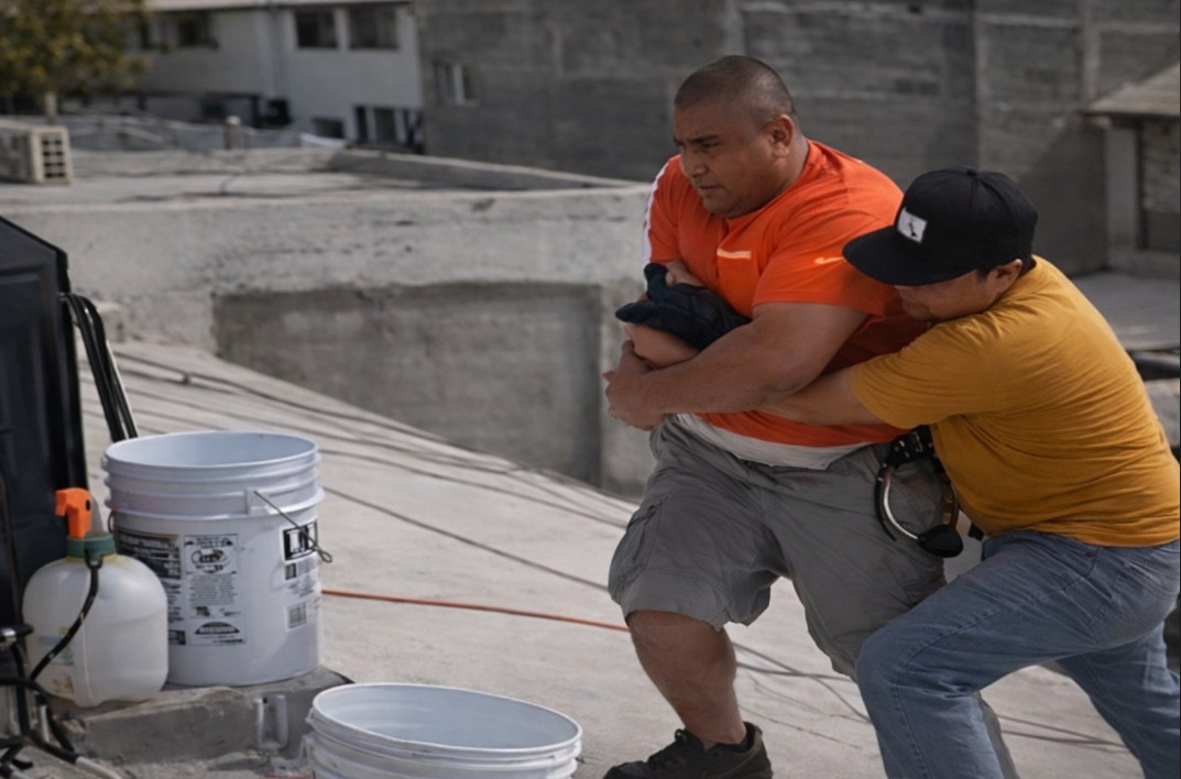 Video: Hombre le salva la vida a su amigo tras sufrir un ataque de pánico y casi caer de un techo
