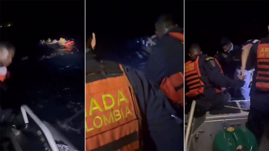 Captan en video impactantes imágenes del rescate de inmigrantes venezolanos tras naufragio de embarcación en costas de Colombia