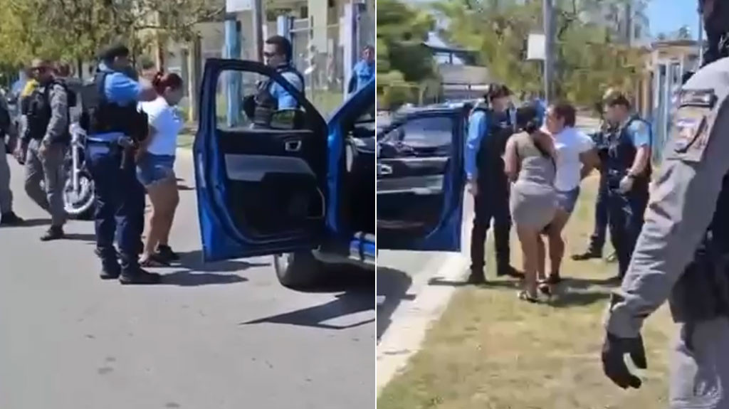 En video momento que policías arrestan a mujer problemática en Barrio Obrero