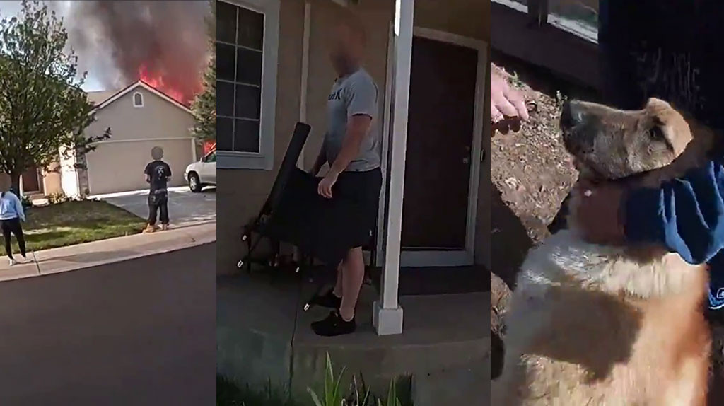 Video: Le dijeron "no se abre" y la tumbó de una patada, luego salvó a un perro del fuego