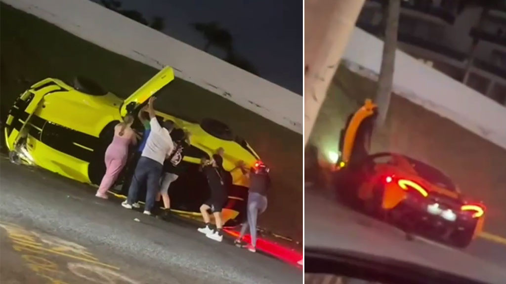 Video: Dos lujosos vehículos deportivos se estrellan cerca del puente Dos Hermanos en San Juan