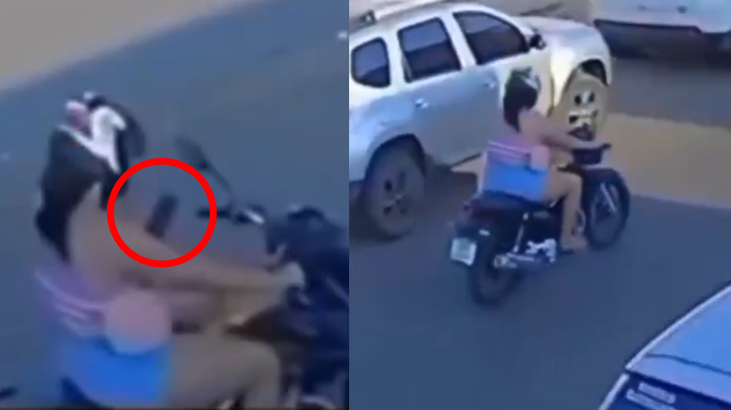 Video: Mujer texteaba mientras conducía una motora y adivinen qué sucedió