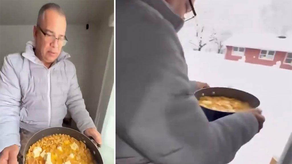 Video: Vean como este hombre enfría los chicharrones en la nieve