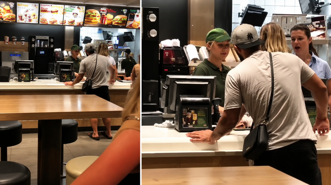Video: Pareja se pone demasiado cariñosa mientras pedía en un fast food
